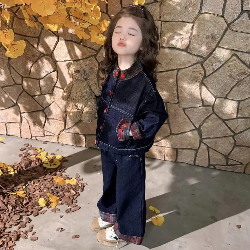 New Teenage Jacket Set Fashionable Children's Sportswear Sweet Girls' Casual Sport Pant Cute Student Casual Clothing Comfortable