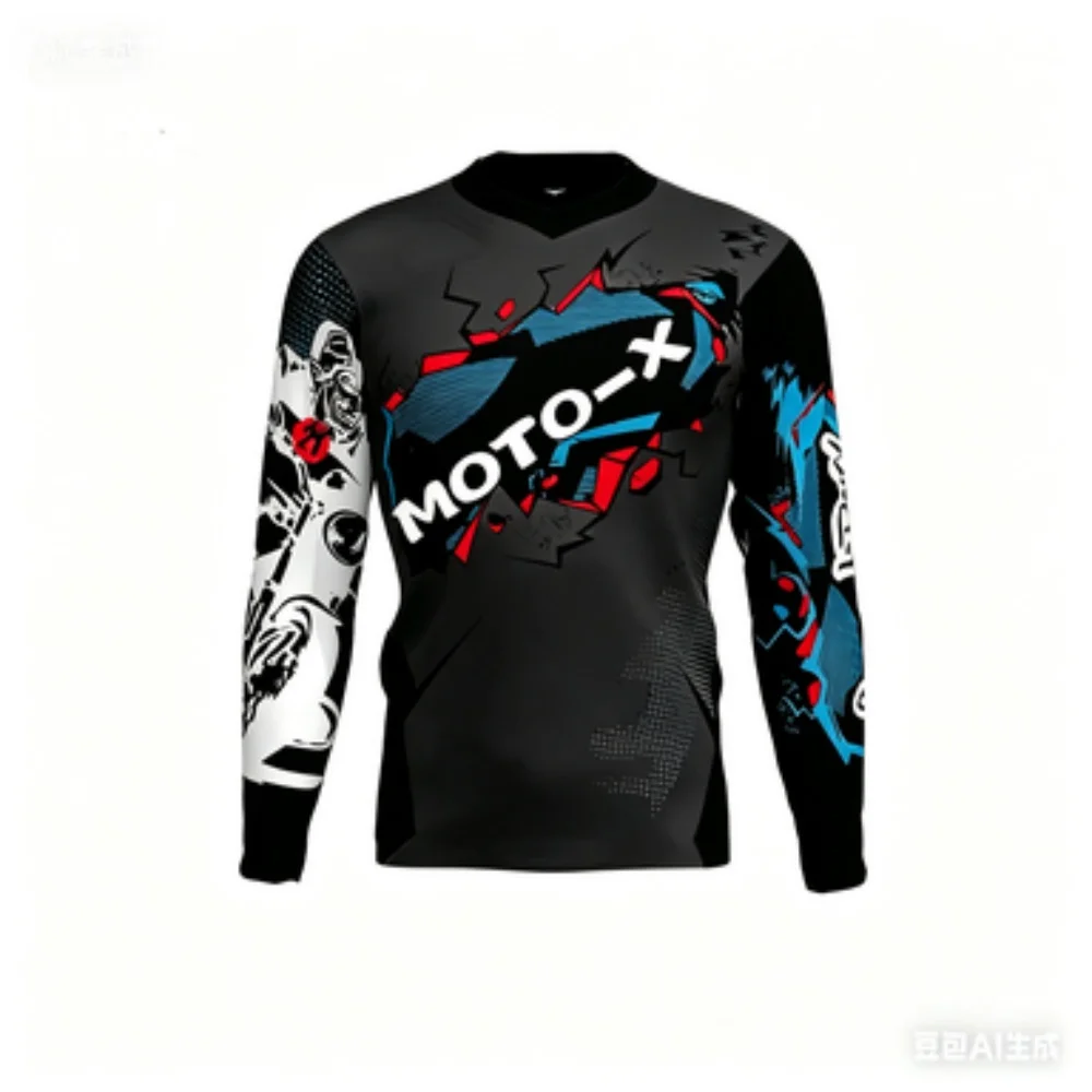 MOTO-X Themed Long-Sleeve Sports Top Breathable Comfortable for Cycling Training Fitness Daily Casual Wear view 4