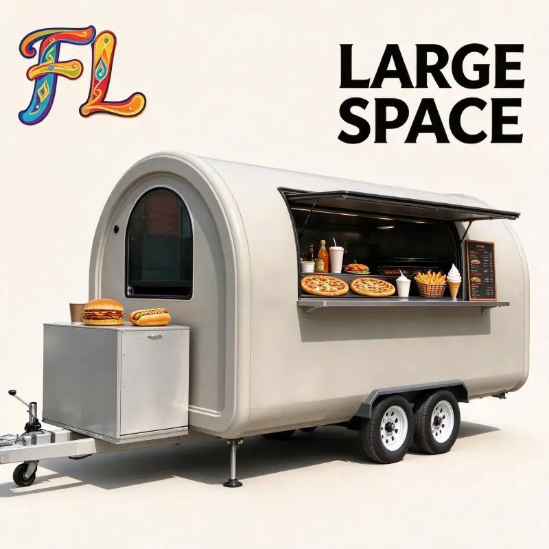 Round Food Trailer Heavy Duty Chassis Mobile Food Trailer Custom Serving Counter Catering Kiosk for Farmers Market