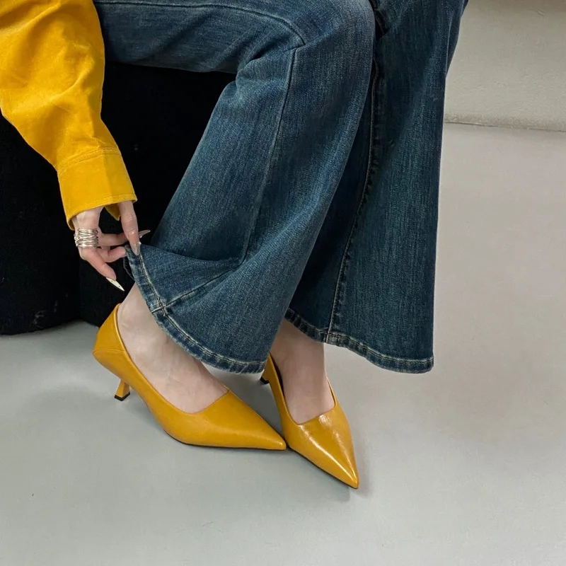 2026 Spring New Pointed Toe Shallow Pumps Slip On Women Shoes New Fashion Shallow Heel Elegant Dress Pumps Sexy Party Shoe Mujer