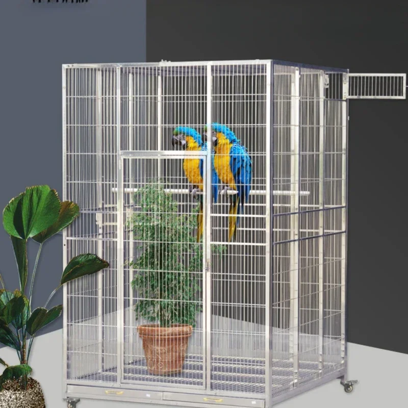 

Stainless Large Bird Cage Home Myna Courtyard Parrot Cockatiel Bird Cage Birdhouse Nest Oiseaux Accessoires Pet House QF50NL