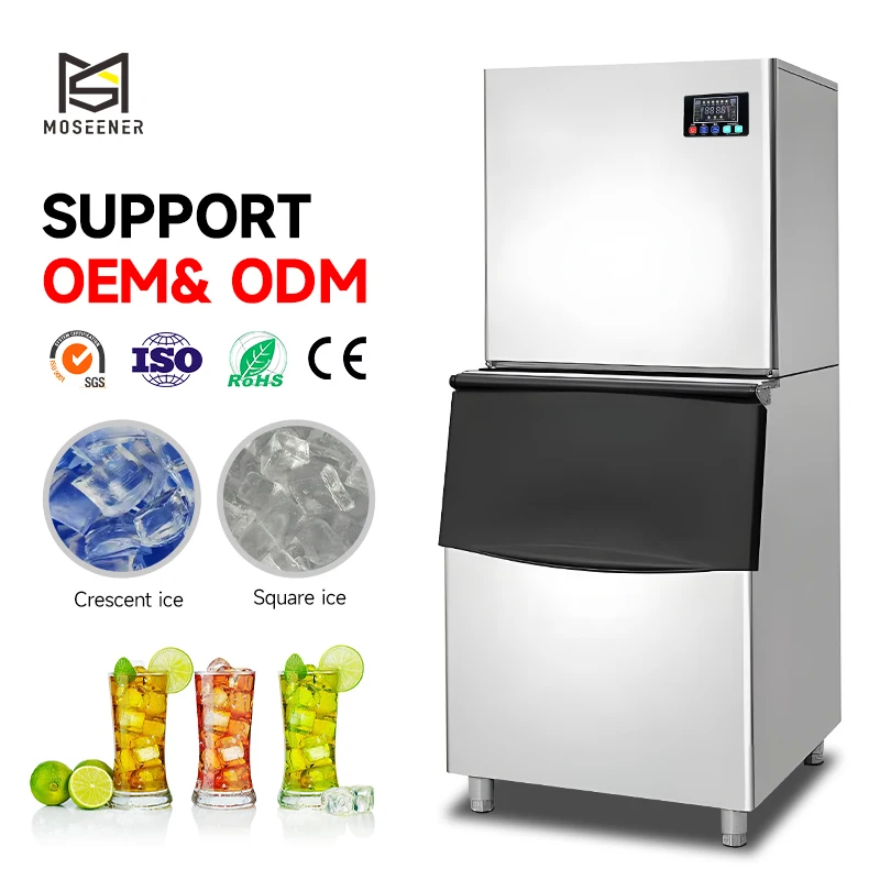 

MOSEENER Split Air Cooler Commercial Ice Make 150 to 500kg/24H Ice Making Machine Ice Cube BlockMaking Machine for HOTEL