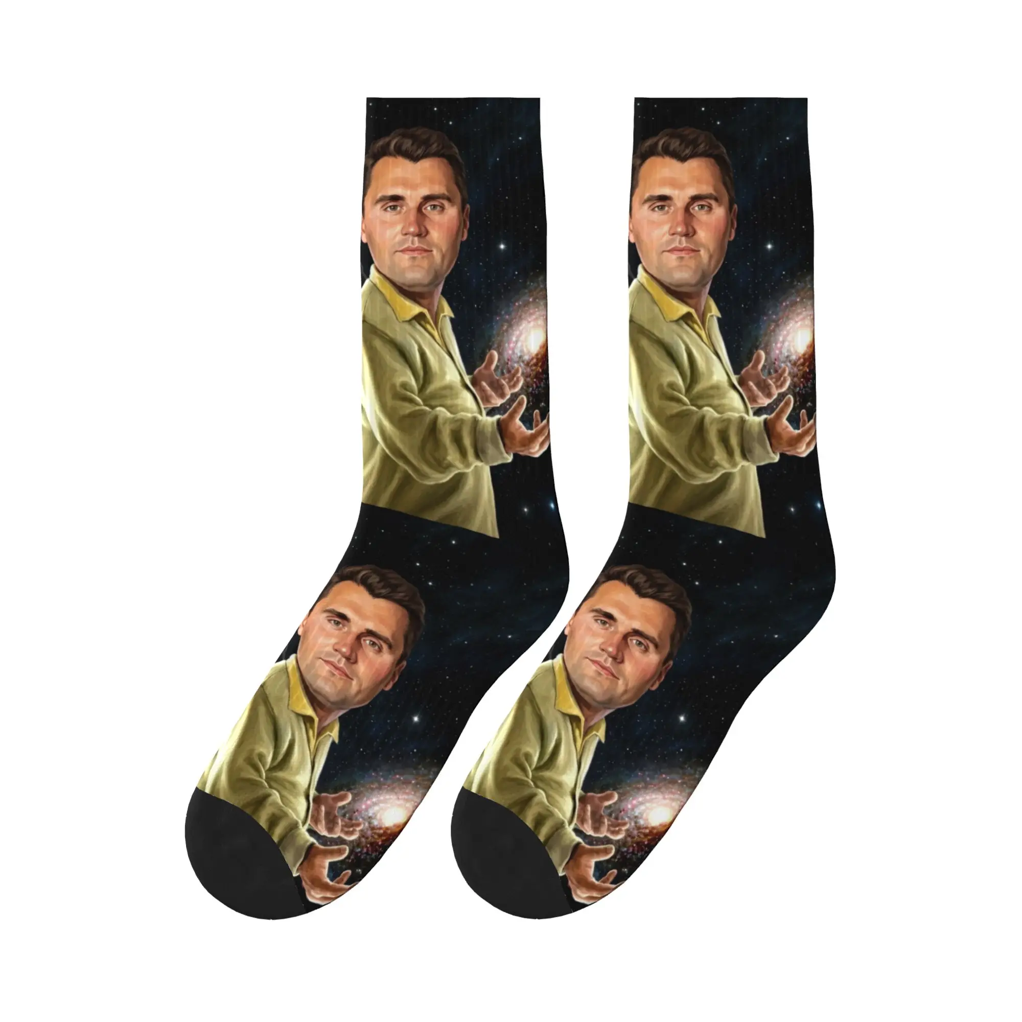 Charlie Kirk Galaxy Power Duo Meme Stockings  Custom Elegant Socks Spring Non Slip Socks Women Men Running High Quality Socks