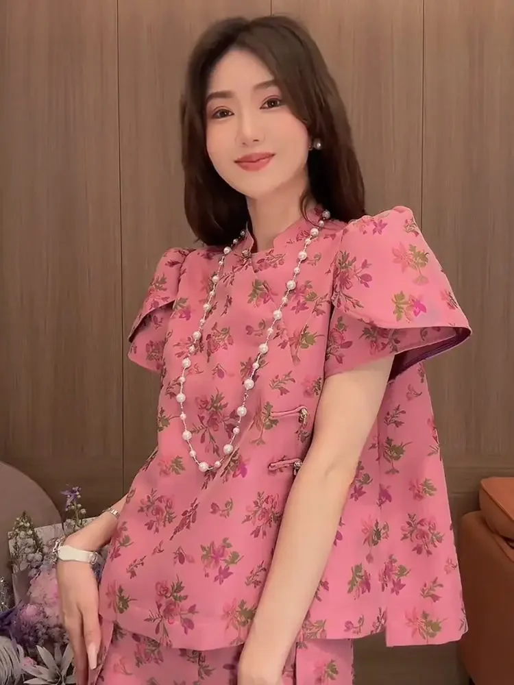 Flowers Female Shorts Cotton New in Matching Clothing Trend 2025 Casual Promotion Two-piece Trends Women's Short Sets 2 Pieces