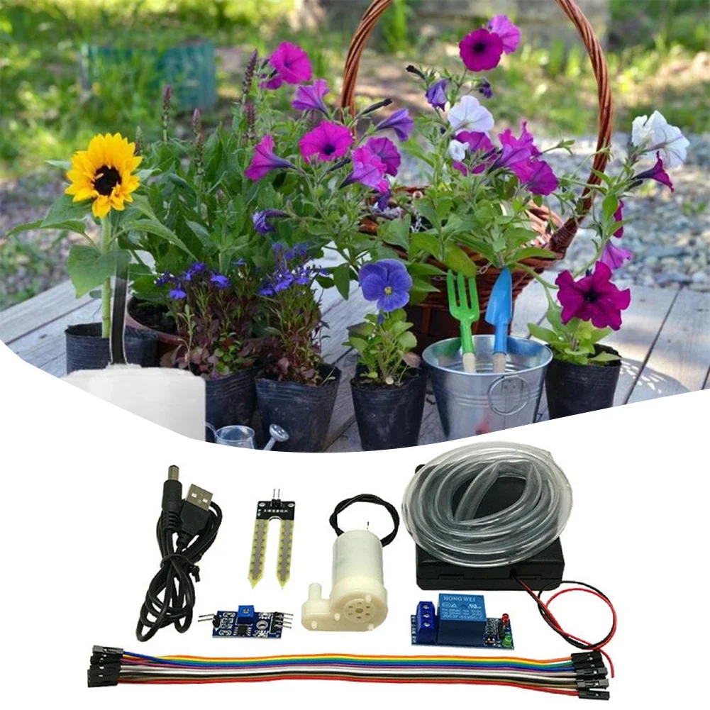 16PCS/set Automatic Irrigation Module DIY Kit Automatic Watering Kit Soil Moisture Sensor Relay Module 50cm Hose for Arduino