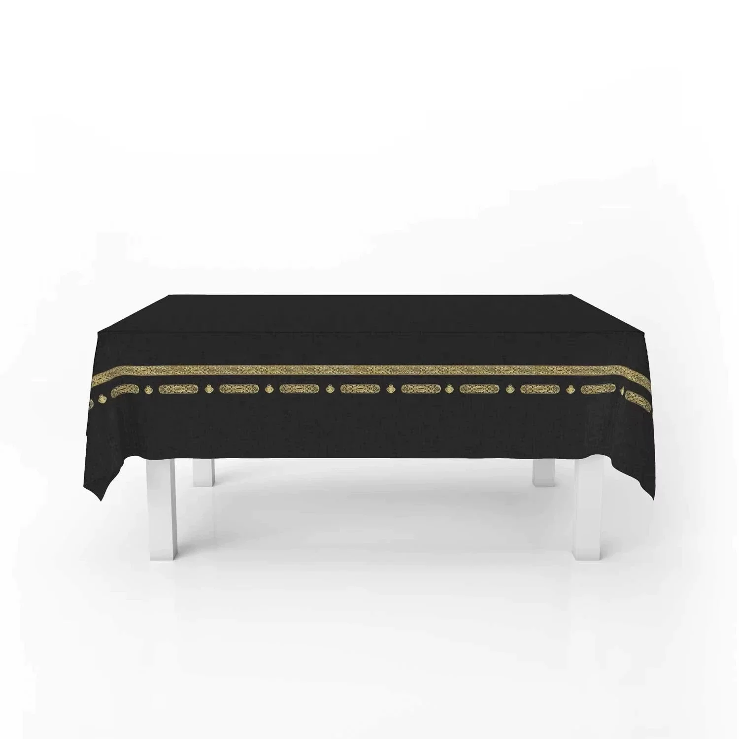 Schwarzgold Umrah Mubarak Pappteller Tassen Servietten Tischdecke Banner Eid Mubarak Islamischer Muslim Festival Party Dekor Zubehör – Detail 9