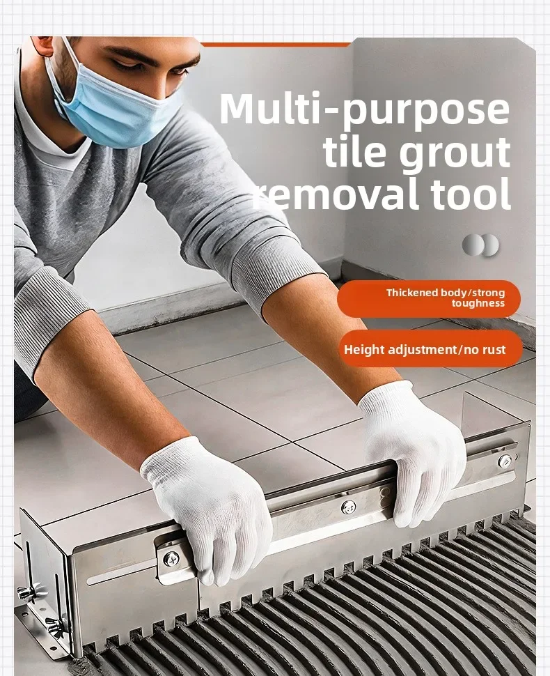 

Усиленный скребок для плитки с квадратными зубьями - Выдвижной, прочный, многофункциональный, экономящий время инструмент