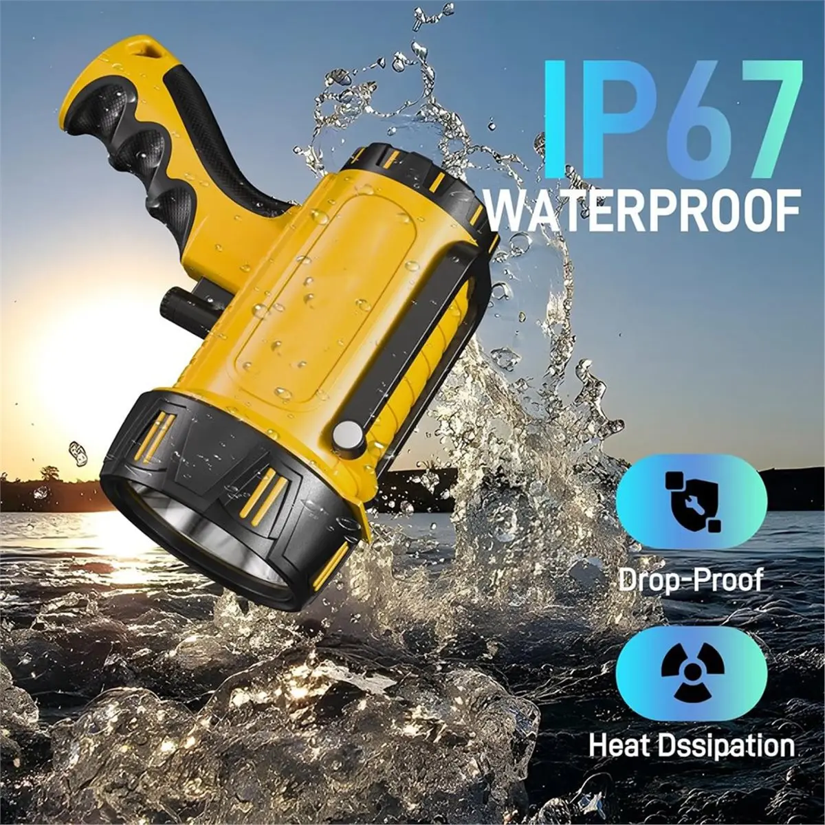A1703P ~100,000 Lumen Bright Spotlight,10000mAh Rechargeable Flashlight Handheld Spotlight,Spot Light Outdoor Runtime 72+