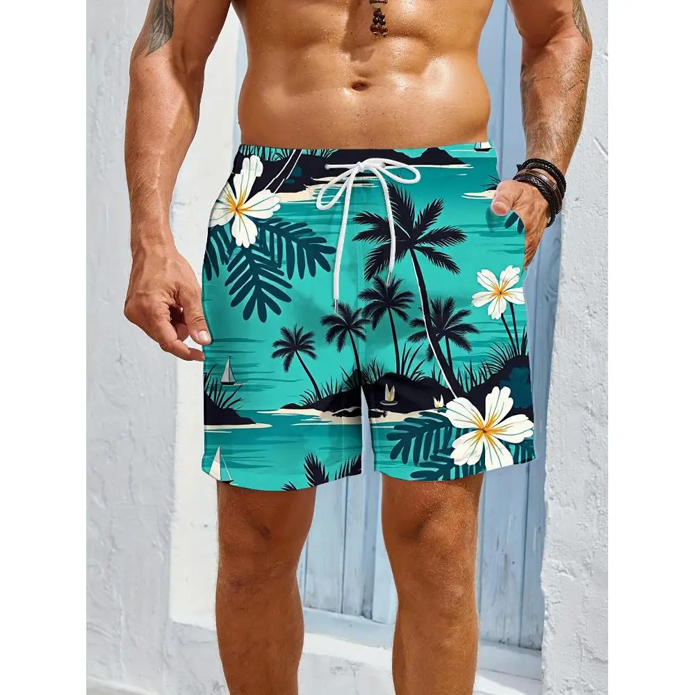 

1pcs Men's Short swim trunks2026 Summer 3D Printed Short sleeve Polyester Breathable New pants running Quick drying