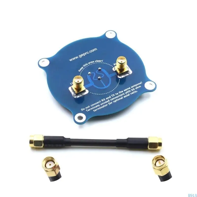 R91A 5.8GHz FPV Triples Feed Patches-1 Antennas 9.4dBi High Accuracy Male Cable Adapter