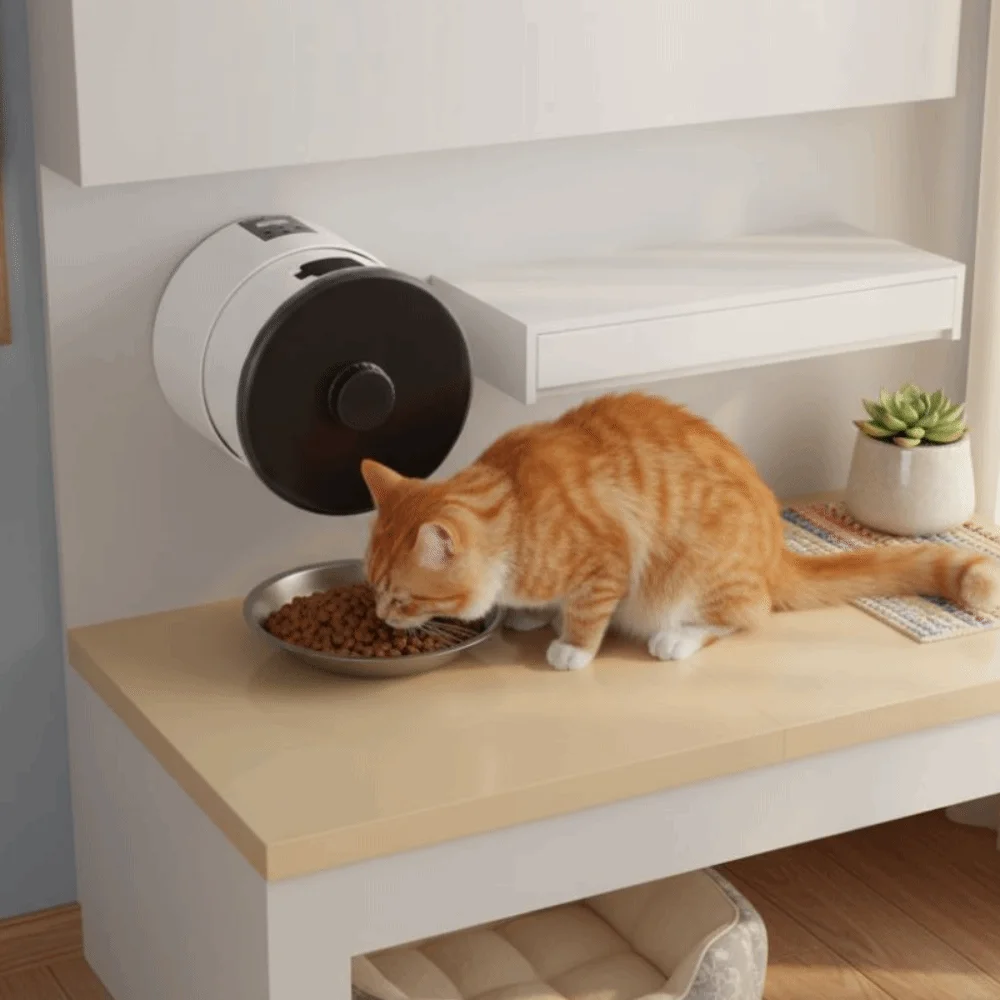 

Button/WIFI Control Pet Automatic Feeder Wall Mounted Timed Feeding Pet Food Dispenser Quantitative Electric