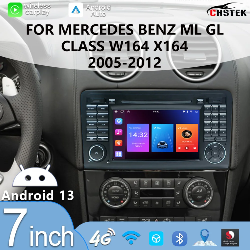 

CHSTEK Wireless CarPlay Multimedia Player For Mercedes Benz ML GL Class W164 X164 ML350 ML500 GL35 Qualcomm Bluetooth WiFi 4G