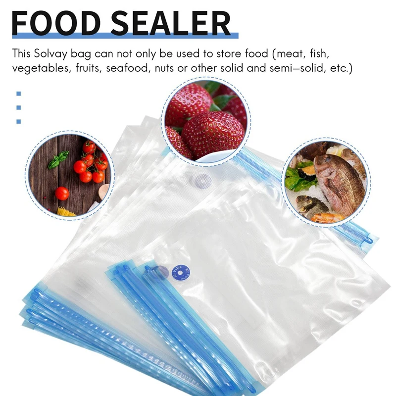 Paquete de bolsas Sous Vide para almacenamiento de alimentos al vacío, sellador eléctrico reutilizable, ahorro de cocina con 1 bomba de mano, bolsa sellada de 3 tamaños, 4 clips, 20 paquetes