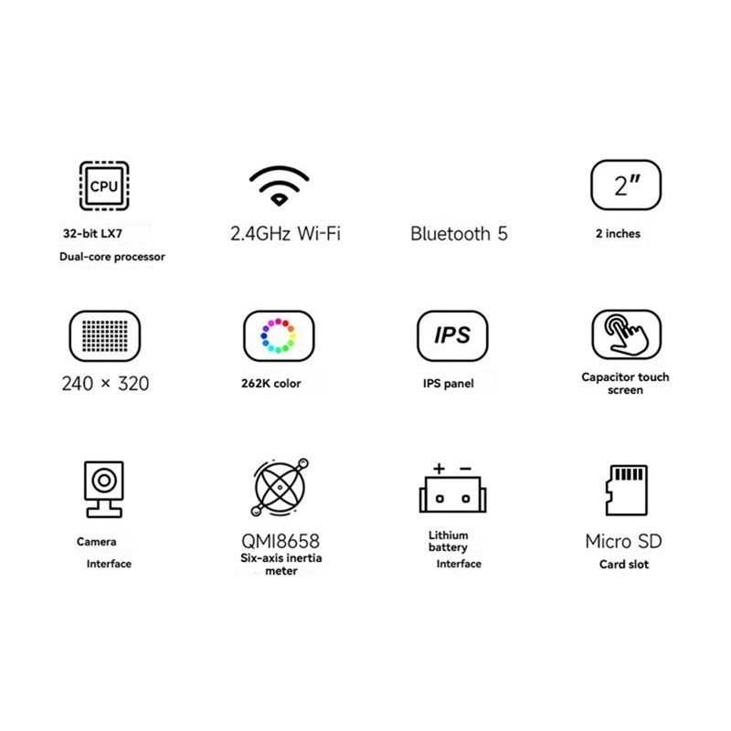 ESP32 S3 Papan Pengembangan Kamera LCD dengan Sentuhan dengan Layar LCD 2 Inci 240X320 QMI8658 Port Baterai Sensor UNTUK Arduino