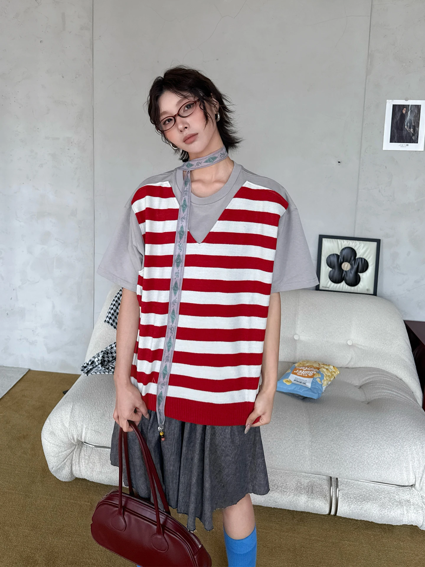 

Женский топ Anna Mooer из трикотажа с пэчворком, повседневный, с круглым вырезом, стандартный крой, для осеннего сезона