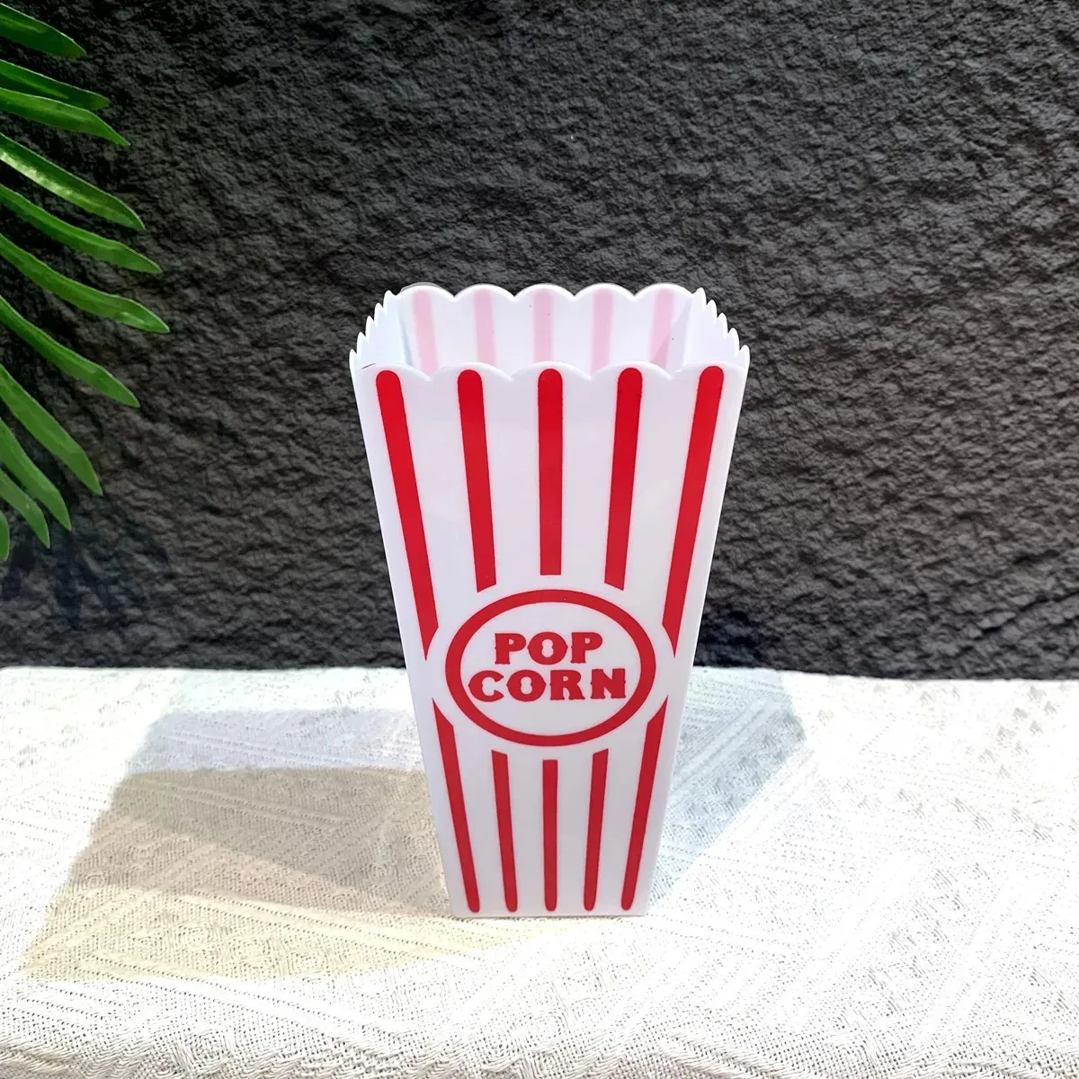 Cubo de Palomitas de Maíz a Rayas Reutilizable, Contenedores de Plástico para Palomitas de Maíz, Grado Alimenticio, Sin BPA, para Noche de Cine, Fiesta en Casa