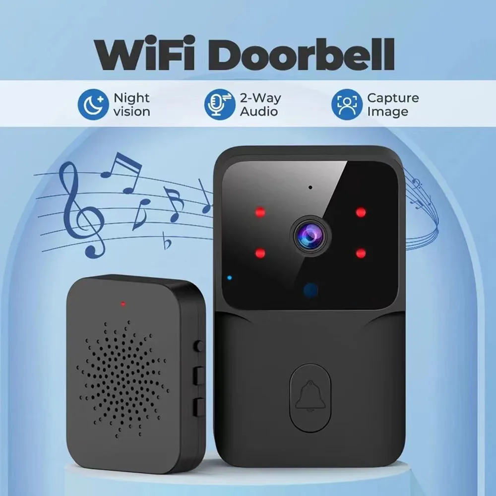 آمنة اتجاهين المنزل الذكي أمن WIFI جرس باب يتضمن شاشة عرض فيديو للمنزل HD جرس الباب الاتصال الداخلي تغيير الصوت كاميرا للرؤية الليلية اللاسلكية