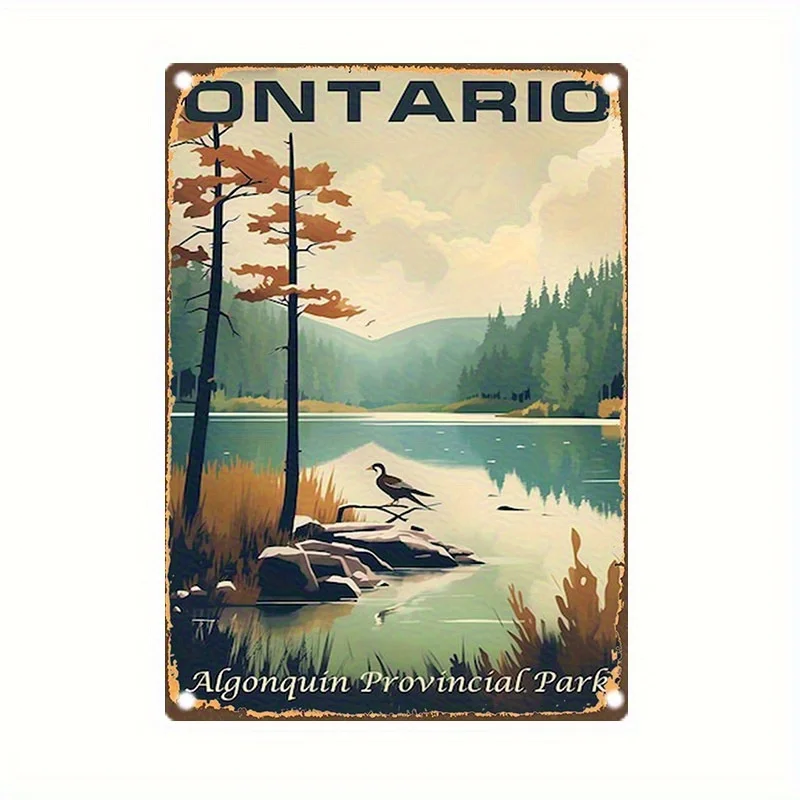 2D Flat - Vintage Ontario Algonquin Provincial Park Metal Sign - 20x30cm Rustic Iron Wall Art