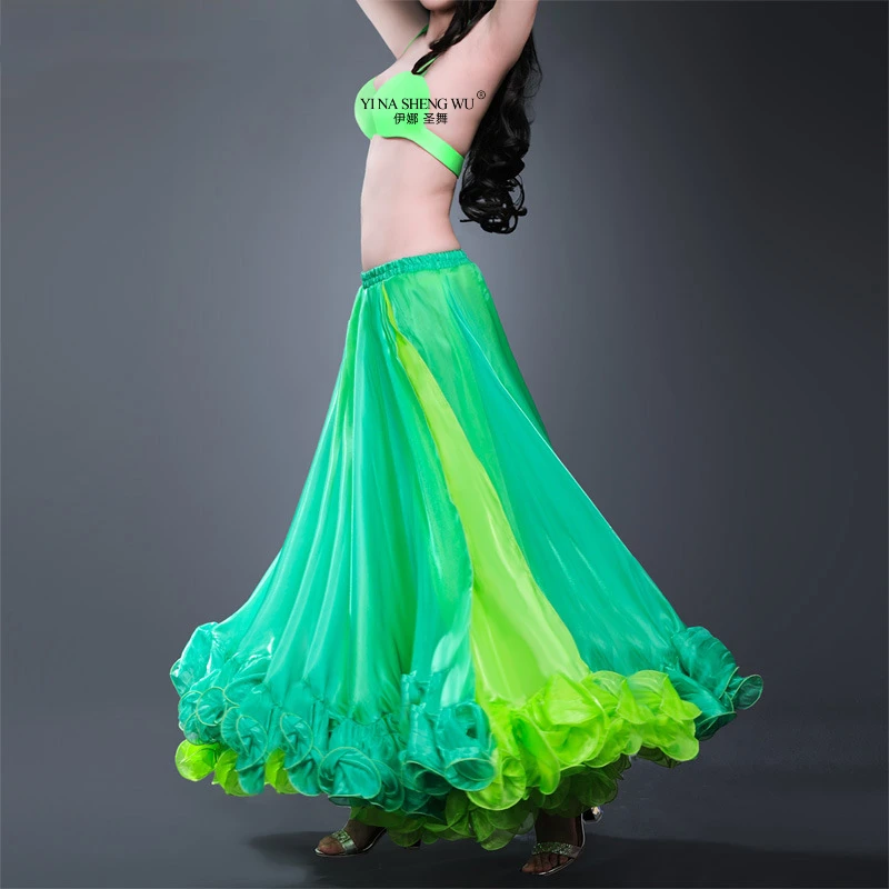 오리엔탈 밸리 댄스 원사 두 가지 색상 프릴 스커트 Bellydancing 전문 공연 훈련 의상 여성 댄서 드레스