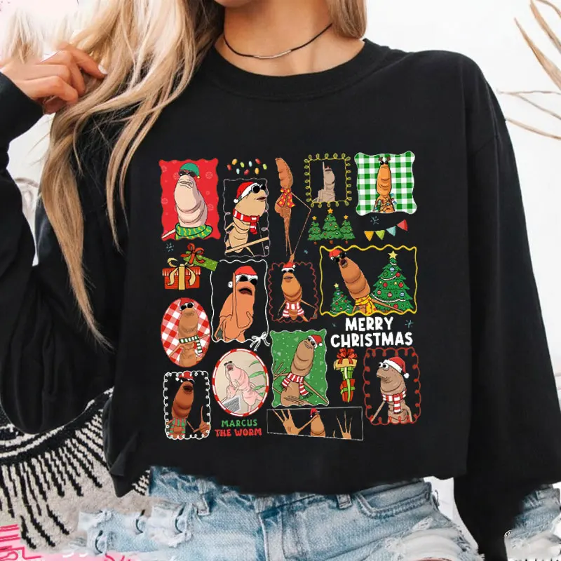 ماركوس الدودة عيد الميلاد البلوز لا أحب هذا روك هوديس الفيروسية ميمي فريد هوديي هدية الكريسماس أفكار ملابس حريمي #3