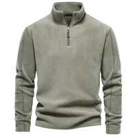 Men's Fleece Zip-Up Hoodie Long Sleeve Stand Collar Casual Loose Fit Autumn Winter Streetwear Fashionable Versatile Top