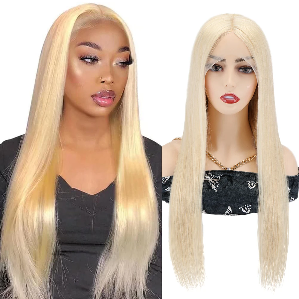 

Brazilian Straight Human Hair Lace Front Wig 180% Density 613 Blonde Transparent Lace Frontal Wig Pre Plucked with Baby Hair