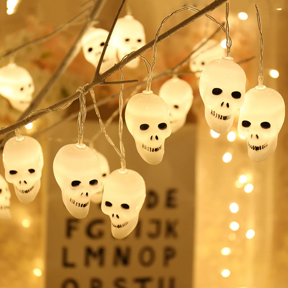 

LED Skull String Lights Warm White Powered Halloween Party Bedroom Festival Decoration Fairy String Lamp