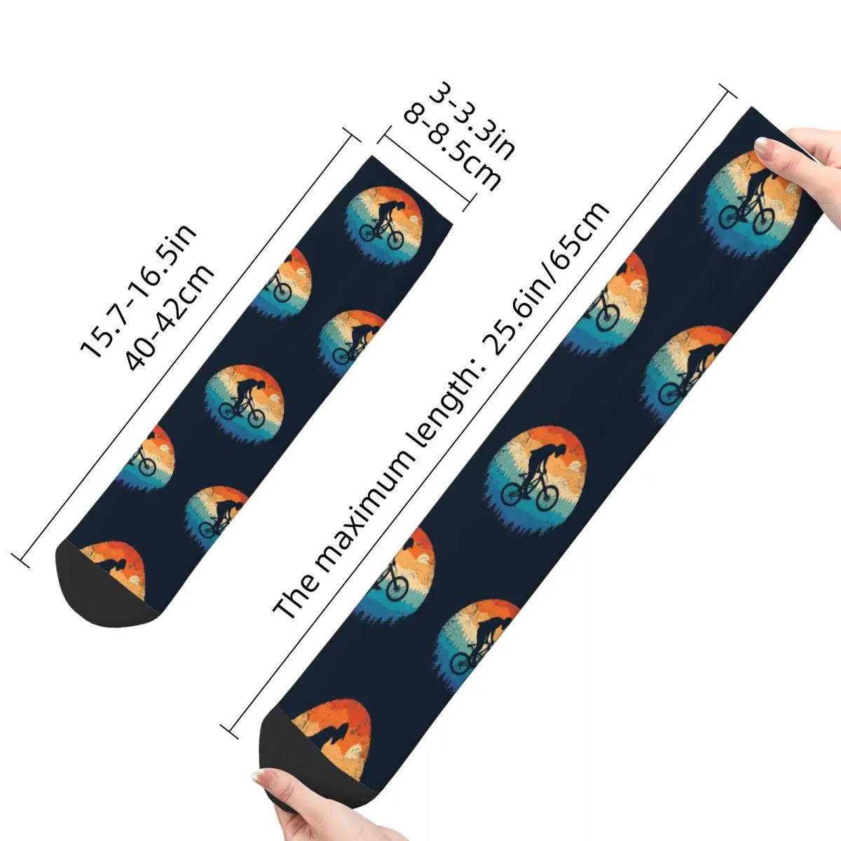 Funny Crazy Sock for Men Mountain Biking Retro Hip Hop Harajuku Bicycle Happy Pattern Printed Boys Crew Sock Seamless Gift