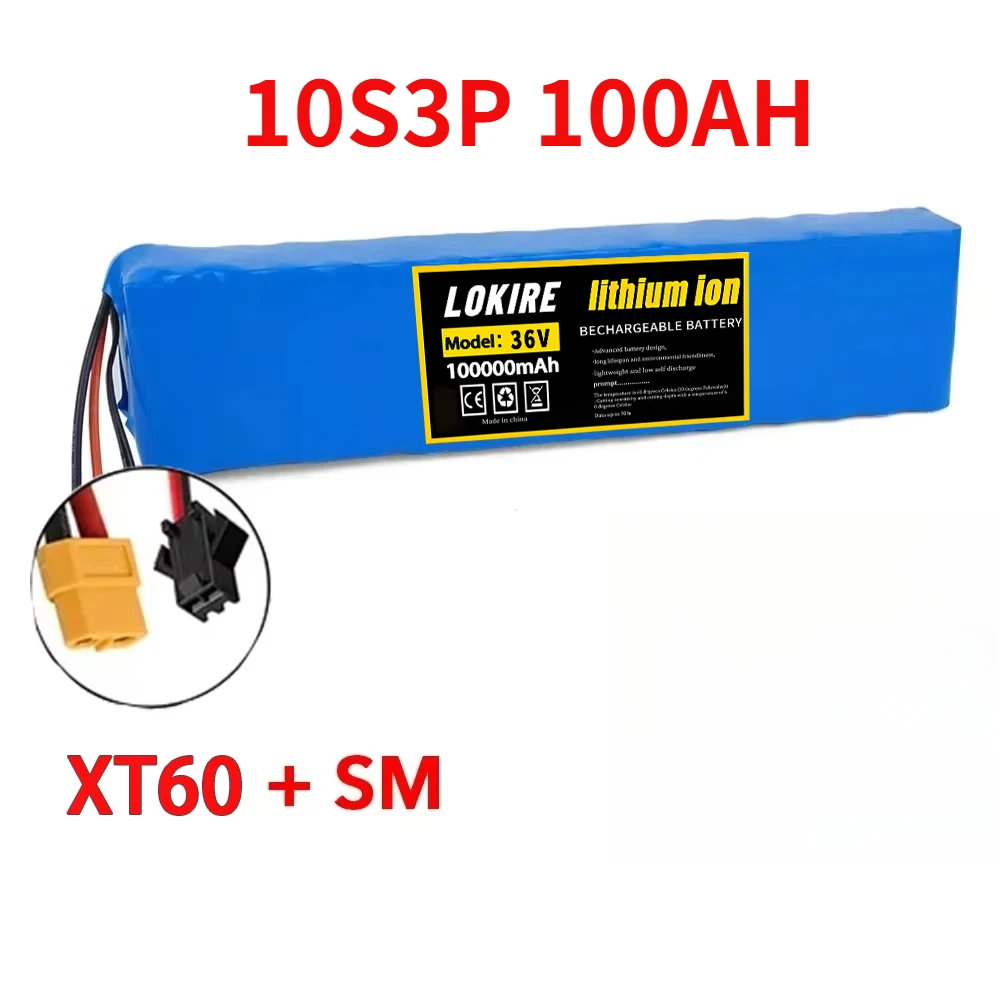36V 100Ah 18650 Oplaadbare Lithium Batterij 10S3P 1000W Power Gemodificeerde Fiets Scooter Elektrische Voertuig met BMS + Lader