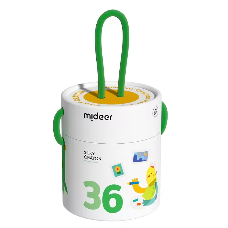 mideer Silky quick-drying crayons-colorful bucket 12 colors washable crayon