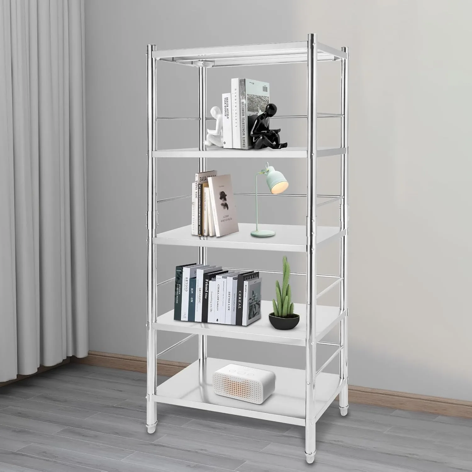 Stainless Steel Shelves 4 Tier, 31×18×60Inch Storage Shelf, Heavy Duty Shelving for Kitchen Garage Warehouse Restaurant