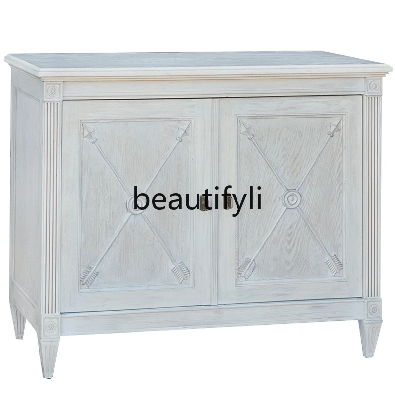 

European-style solid wood old porch cabinet, small apartment entry partition decorative cabinet, shoe cabinet