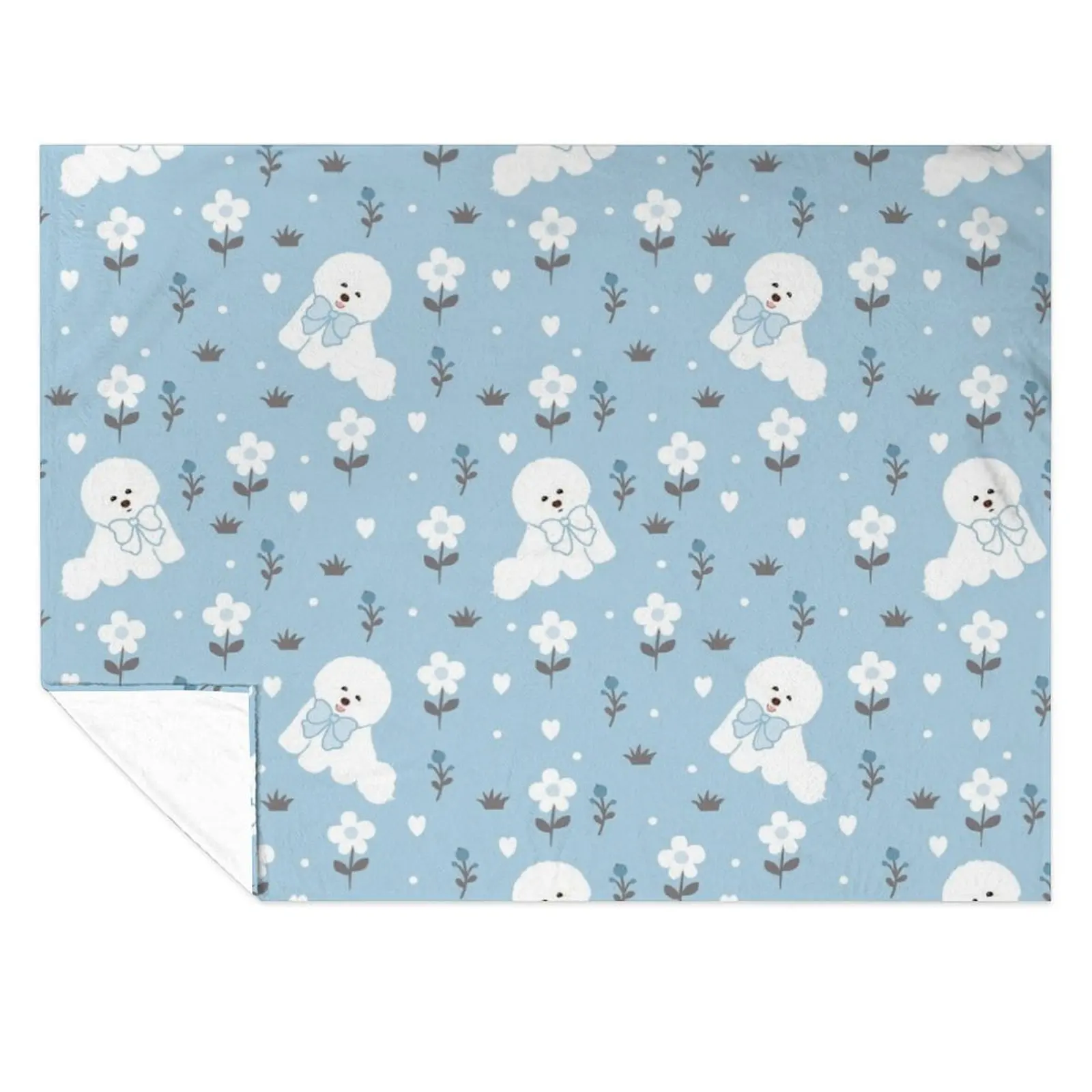 

Cute Bichon Frise in Winter Snowy Garden Throw Blanket blankets and throws sofa bed Tourist Designers Blankets