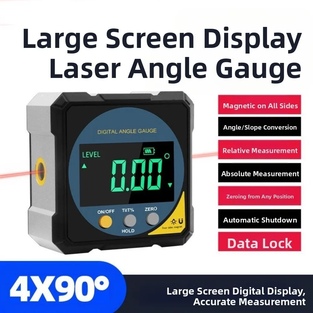 

Rechargeable Laser Angle Ruler 4 Sides Magnet Dual Laser Digital Protractor with LED Backlight Waterproof