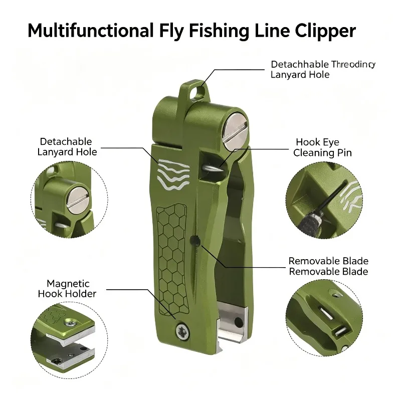 Accept Custom Color New Fly Fishing Line Clippers Tools Aluminum Fishing Line Nippers Cutter with Stainless Steel Blade