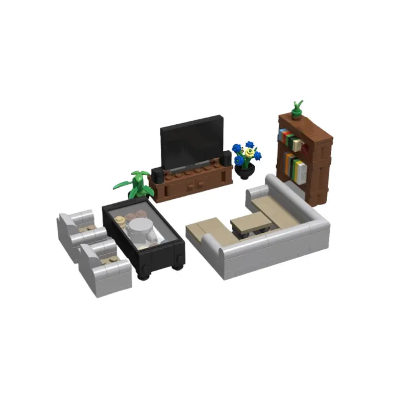 

In-stock new product: MOC 201-piece city living room scene furniture model, small particle building blocks, educational toy mode