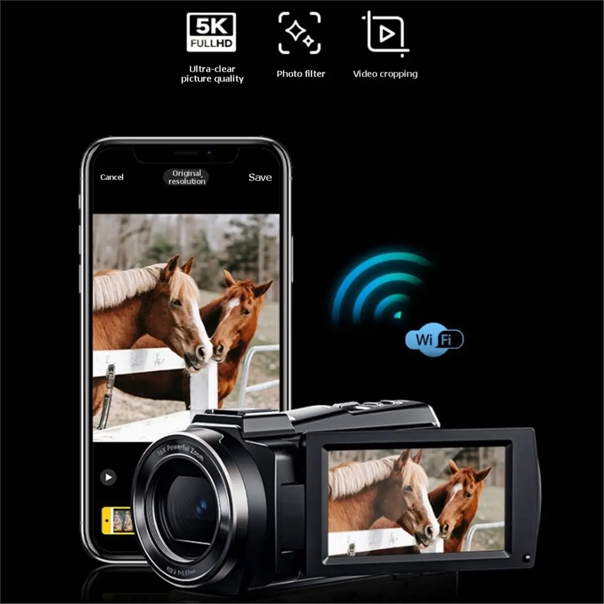 Y65A 5K Digital Camera 48MP WIFI Outdoor Sports DV Camera Handheld Photography Electronic Anti Shake Video Recorder Camera