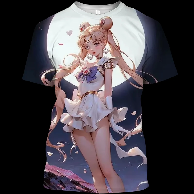 2024 New Sailor Moon Anime 3D printed Tshirt Summer Fashion Casual Cute Gir T Shirts Harajuku O-Neck Child Unisex Mens Clothing