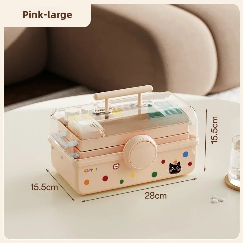 Desktop Portable Three-layer Transparent Medicine Storage Box with Lid, Multi-functional Creative Medicine Box