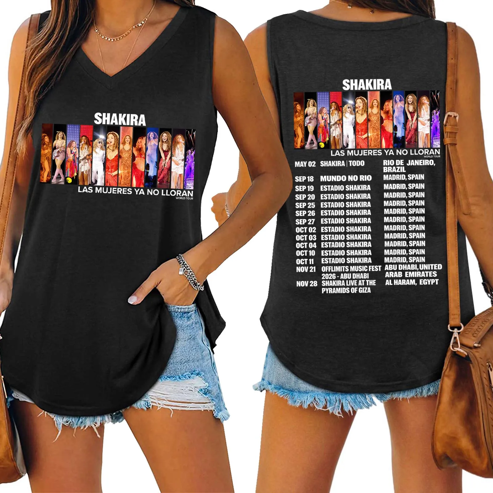Camisetas sin Mangas Shakira Las Mujeres Ya No Lloran World Tour 2026, Camiseta Deportiva sin Mangas para Mujer