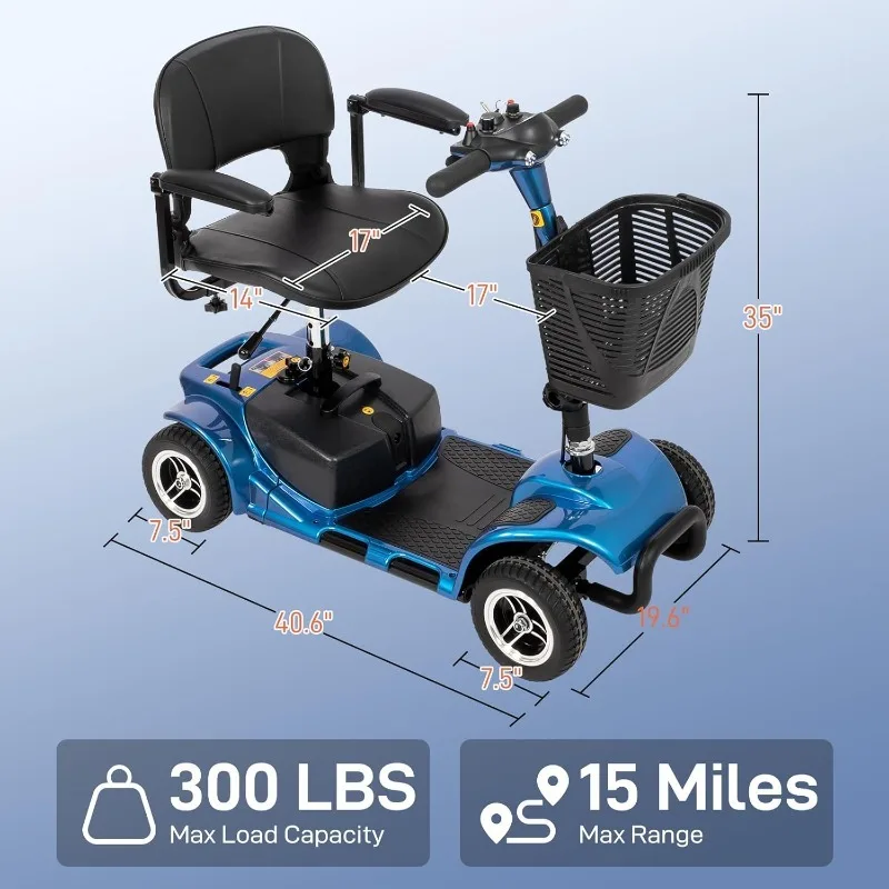 Compact Heavy Duty Mobile Powered Wheelchair D 4 Wheel Mobility Scooter, Foldable Electric Scooter for Adults and Senior