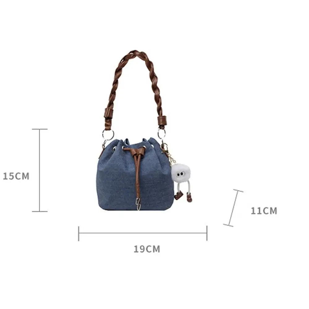 Creative Fashion Denim Single Shoulder Crossbody Drawstring Bucket Bag Casual Lady Handbags Tote Purses