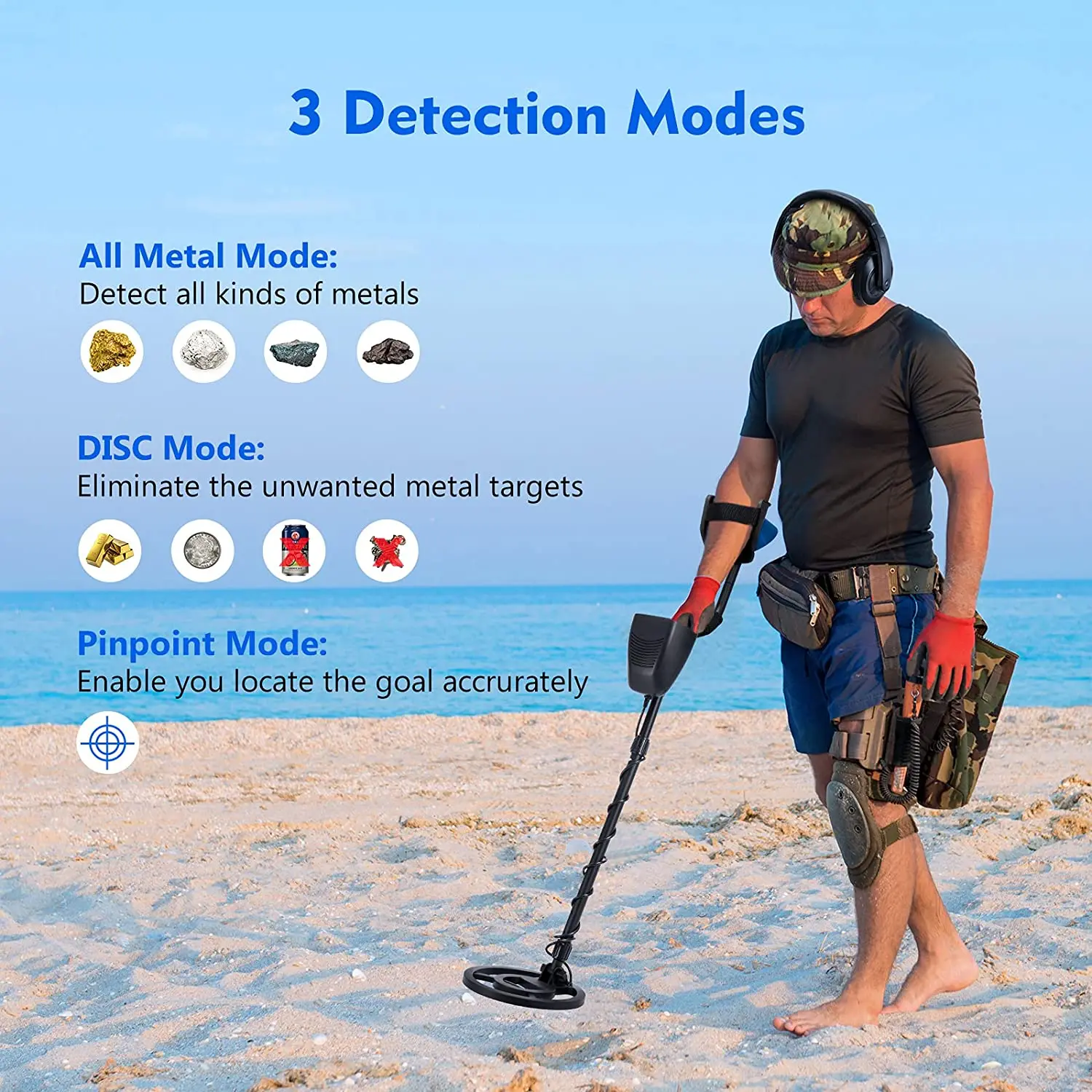 Adjustable Sensitivity Metal Detector Underground Long Range Walk Though Gold Detector MD-4071 6.6KHz Waterproof Coil