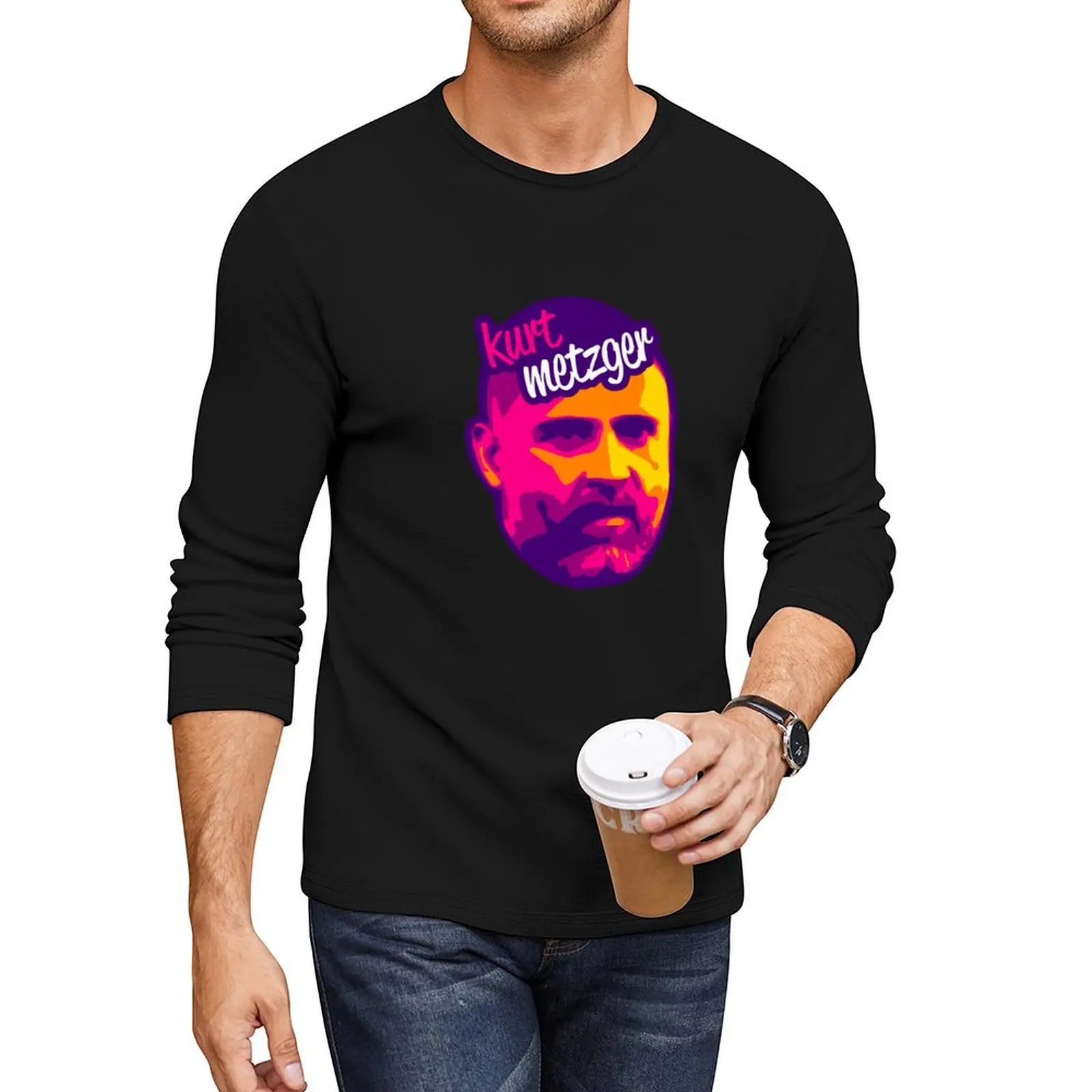 Kurt Metzger Comedian Long T-Shirt black t shirt Blouse vintage clothes graphic t shirt fruit of the loom mens t shirts