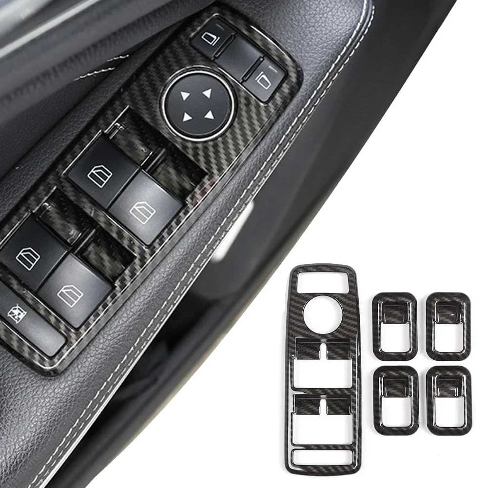 Carbon Fiber Style Car Window Lift Button Frame Sticker For Mercedes Benz A B C E GLE GLA CLA GLK Class W176 W204 W212 W166 W218