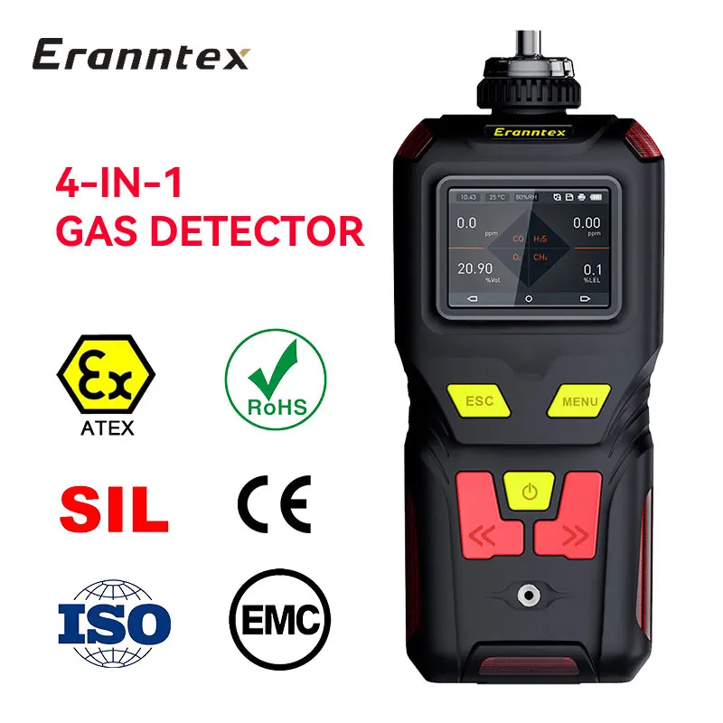 Eranntex Portable 4-in-1 Digital Helium Gas Leak Detector for HVAC Manufacturing Laboratories High-Sensitivity He Gas Analyzers
