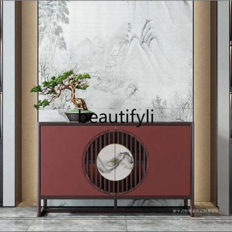 

55Entrance cabinet New Chinese-style solid wood dining side cabinet Entrance entrance decorative cabinet Painted living room