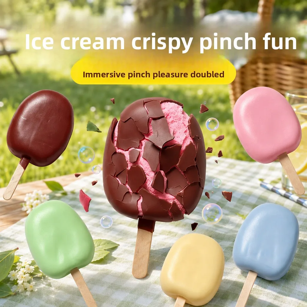 Popsicle crispy skin pinch music decompress wax skin vent voice-activated popsicle ice cream food toy Xiaohongshu same style