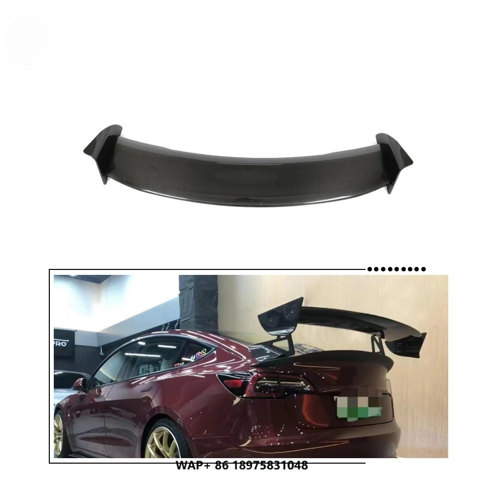 

Dry Carbon Fiber Tail Wing Rear Trunk Lid Spoiler Wing for Model 3 Sedan 4-Door 2016-2021