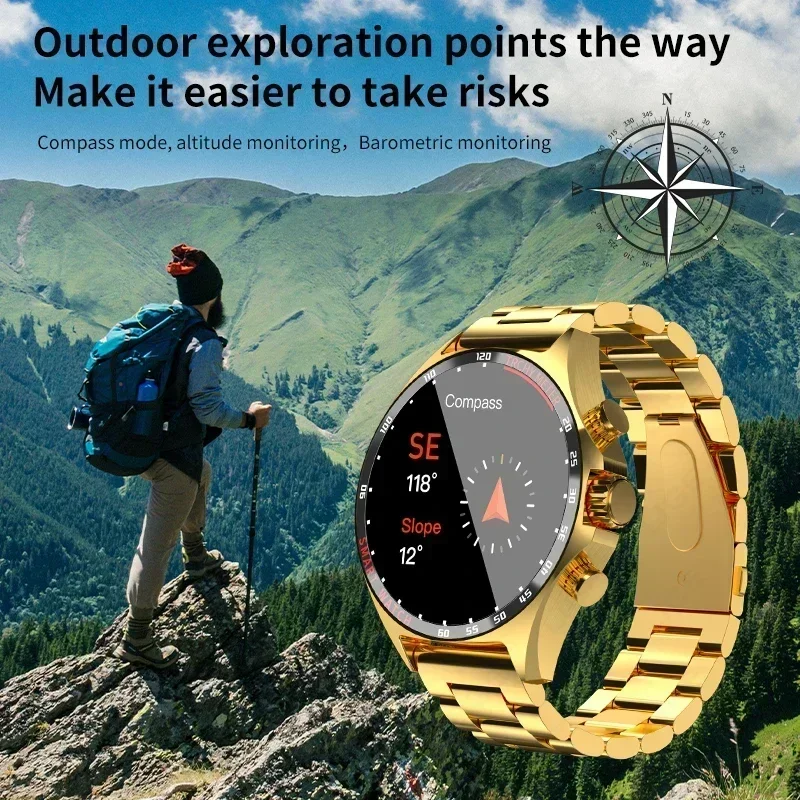 Reloj inteligente Xiaomi para Porsche, relojes digitales para hombre, brújula para deportes al aire libre y reloj de pulsera con llamada Bluetooth NFC dorado